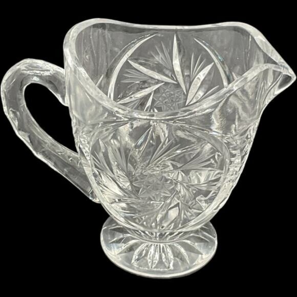Vintage Lead Crystal Sugar & Creamer Set With Tray & Lid Hand Cut - Picture 7 of 14